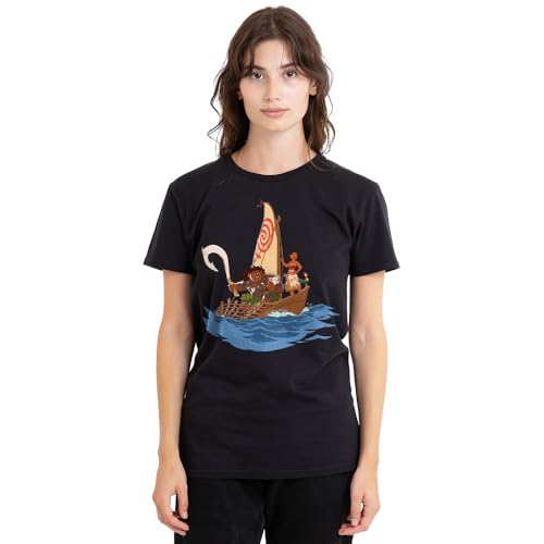 mandarin creative ltd Maui Moana Voyage Ladies T Shirt, Black Camiseta, Negro, L para Mujer