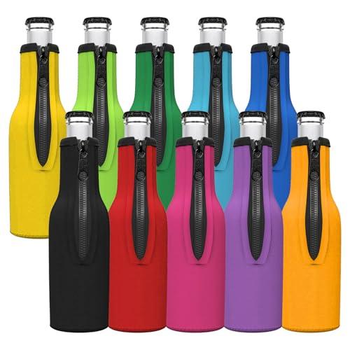 DESCUENTAZO 63% DESCUENTO 10 enfriadores de botellas de cerveza, 330 ml, enfriadores de cerveza con cremallera, tapas para enfriar botellas de cerveza, aislantes para cerveza, bebidas (10P)