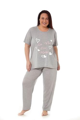 54% DESCUENTO mabel intima   Pijama Manga Corta Gris la Vie en Rose y pantalón Largo para Mujer | 50% Algodón   50% Poliéster | Talla 62 | Prenda Cómoda y Funcional