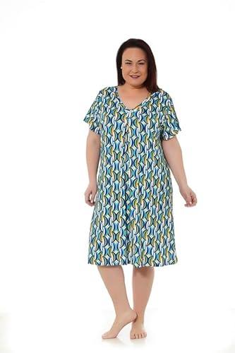 75% DESCUENTO mabel intima Vestido Verano Manga Corta Estampado para Mujer | Color Turquesa | 95% Poliéster 5% Spandex | Talla 62 | Prenda Cómoda y Funcional