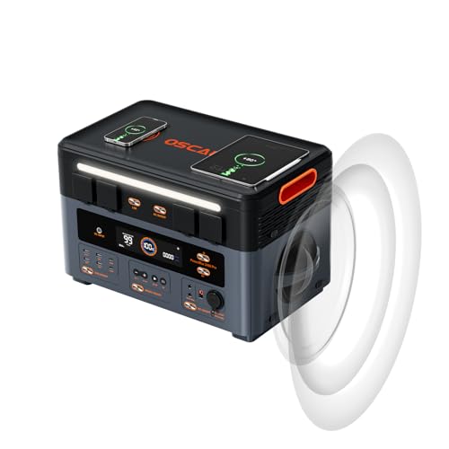 Oscal PM2400Pro 2400W estacion de energia portatil, generador Solar on/Off Grid, 2016Wh batería LFP, PD 100W USB C, Dual Altavoces 50W, UPS 5ms, Ideal para Camping/Autocaravana/emergencias