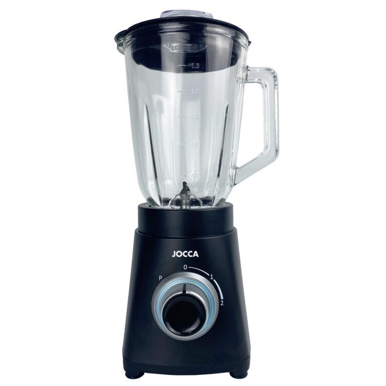 Batidora de vaso Jocca con 1000W de potencia, jarra de cristal de 1.5L, 4 cuchillas de acero inoxidable desmontables, 2 velocidades y función turbo | Miravia