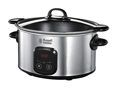 51% DESCUENTO Russell Hobbs Olla de Cocción Lenta Maxicook Capacidad 6 L, 8 Raciones, 3 Temperaturas, Temporizador Digital, Cazuela de Aluminio, Revestimiento Antiadherente, Tapa de Cristal, Plata 22750 56