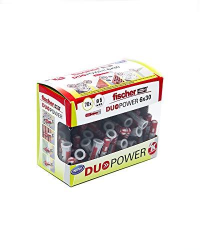 21% DESCUENTO fischer Taco DuoPower, Gris plus rojo, (Caja de 70 Ud), 536386, 6×30