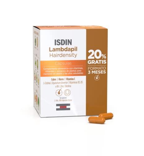 66% DESCUENTO ISDIN Lambdapil Hairdensity Cápsulas 180 Unidades +20% Gratis (3 meses), Complemento Alimenticio para Hombre y para Mujer con Ingredientes que Contribuyen a Mantener el Cabello y las Uñas Saludables