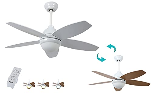 DESCUENTAZO 55% DESCUENTO Bastilipo Ventilador de techo con mando a distancia y luz LED, 60w, 107 cm, Bali Blanco LED