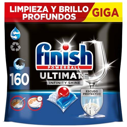 30% DESCUENTO Finish Powerball Ultimate Infinity Shine, pastillas para el lavavajillas con poder quitagrasas y protección del cristal, 2 packs de 80, total 160 Pastillas