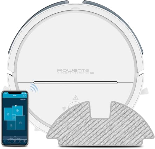 Rowenta X plorer Serie 120 AI RR7877   Robot aspirador con mopa y mapeo 2700 Pa, motor digital compatible con smartphones y asistentes de voz, 3 cepillos y Sistema Aqua Force para fregar, blanco