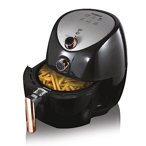62% DESCUENTO Tower T17021RG Freidora de Aire Tamaño Familiar: Air Fryer con Circulación de Aire Rápida y Temporizador de 60 Minutos: Freidora Sin Aceite de 4.3 L, 1500 W, Negro Oro rosa