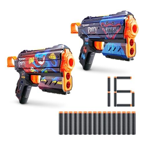 43% DESCUENTO XSHOT X Shot Skins Flux Blaster Poppy Playtime 2 Pack de ZURU con 16 Lanzador tecnología Air Pocket Dardos de Espuma, Multicolor 36701