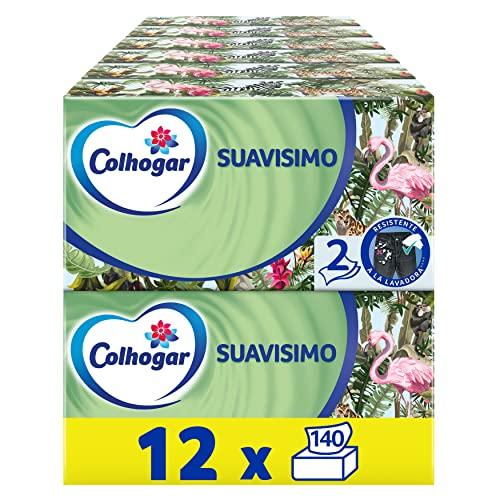 Colhogar Pañuelos Faciales Suavísimo Family Pack x1680   Caja de Pañuelos Faciales   Resistentes a la Lavadora   Caja con 140 Pañuelos   Color Blanco [1680 Un] (12×140)