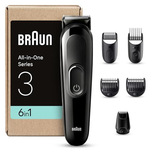 48% DESCUENTO Braun Recortadora Todo En Uno Series 3 Máquina Cortar Pelo Inalámbrica Con 50 Min De Autonomía, Máquina De Afeitar, Cortapelos Hombre Kit 6 En 1 Para Barba y Pelo, MGK3420