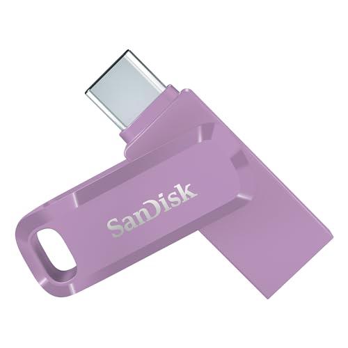 SanDisk 128GB Ultra Dual Drive Go, Memoria Flash USB Type C con Conectores USB Type C y Type A Reversibles, con hasta 400 MB/s para Smartphones, tabletas, Macs y Ordenadores , Lavender