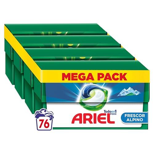 36% DESCUENTO ARIEL PODS Todo en 1 Detergente Lavadora Liquido en Capsulas/Pastillas, 76 Lavados (4×19), Jabon Limpieza y Frescor Alpinos, 5 Acciones para una Limpieza Brillante en Frio