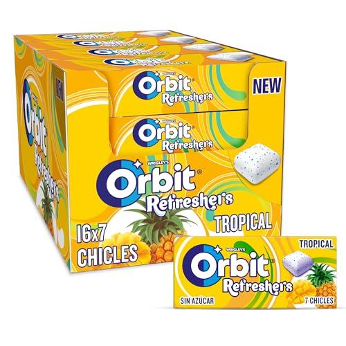 37% DESCUENTO Orbit Refreshers Chicles Sin Azúcar Sabor Tropical en formato gragea Handypack, 16x7uds
