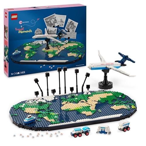 DESCUENTAZO 40% DESCUENTO LEGO Family Momentos de Viaje, Manualidad y Actividad en Familia, Juguete de Construcción, Portafotos y Maqueta de Avión, Decoración Mapamundi para Salón, Regalo para Viajeros de 14 Años o Más 41838