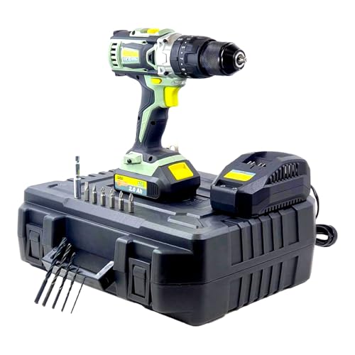 Avilia Juego de taladro atornillador de percusión 20 V con 13 accesorios – 2 velocidades, batería 2 Ah, visor LED – Ideal para bricolaje y trabajos profesionales