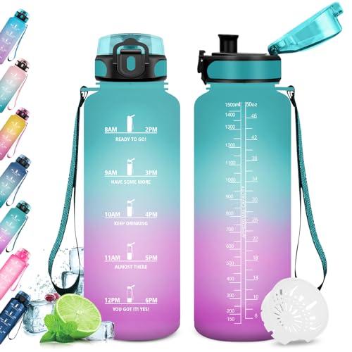 OFERTÓN SUPREMO 72% DESCUENTO KollyKolla Botella Agua 1.5 litros, Botella de Agua Gimnasio, Cantimplora Prueba de Fugas, sin BPA, Reutilizable, Garrafa Agua para Adulto, Niño, Niña, Colegio, Bicicleta, Gym, Fitness