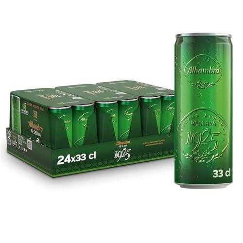 22% DESCUENTO Alhambra Reserva 1925, Pack 24 Latas x 33cl, Cerveza Extra de Fermentación Lenta, 6.4% Alcohol
