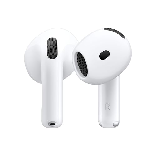 38% DESCUENTO Apple AirPods 4, Auriculares inalámbricos, Bluetooth, con Audio Espacial Personalizado, Resistentes al Agua y el Sudor, Estuche de Carga USB C, Chip H2 y hasta 24 Horas de autonomía