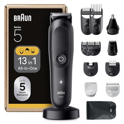 46% DESCUENTO Braun Recortadora Todo En Uno Series 5 AIO5565, Kit De Styling 13en1 Para Barba, Pelo, Orejas, Nariz y Cuerpo, 120 Min, Cortapelos Hombre Con Lámina Ultra Afilada, Recorte Preciso Y Eficiente, Negro