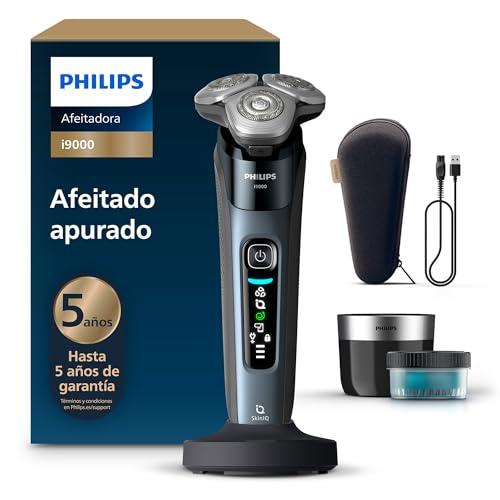 21% DESCUENTO Philips i9000, Afeitadora Eléctrica Hombre, Máquina de Afeitar Barba en Seco y Mojado, Tecnología SkinIQ, Base de Carga, Recargable, Estuche de Viaje, Centro de limpieza, X9001/30