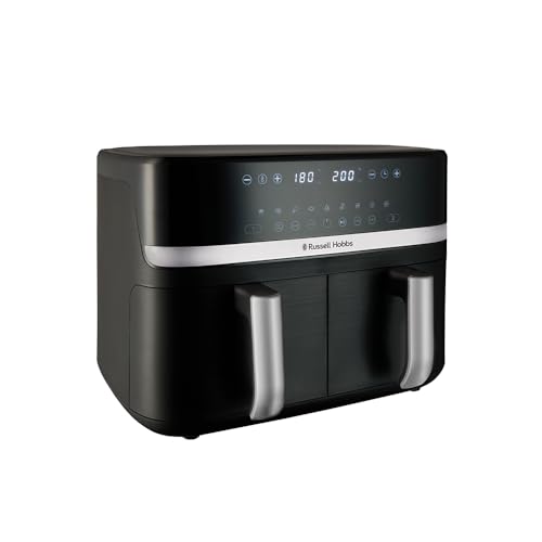 25% DESCUENTO Russell Hobbs freidora de aire, freidora sin aceite, doble cesta 9 l, Air Fryer, ruido reducido, 9 programas, Rapid Air, máx. 200 °C, táctil, cestos aptos para lavavajillas, 2800 W, Satisfry 27681 56