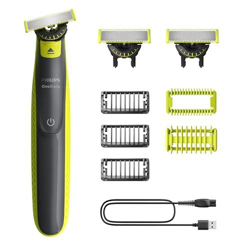 Philips OneBlade 360 Auténtico Barbero, afeitadora y recortadora eléctrica facial y corporal, 3x 360 cuchillas, 3x peine para barba incipiente (1,3,5mm), 1x kit corporal, QP2824/31