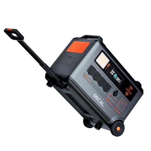 Estación de Energía Portátil OSCAL PM3600, 3600W (7200W pico), batería LFP 3600Wh ampliable a 57.6kWh. Carga completa en 1.2 horas, 14 salidas. Generador solar para camping, caravanas y emergencias.