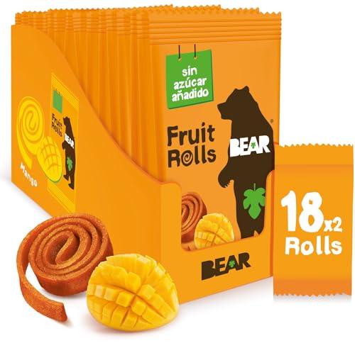 DESCUENTAZO 60% DESCUENTO BEAR Rollitos de Fruta Sabor Mango   Ingredientes 100% Naturales   Snacks para Niños y Adultos   18 bolsitas de 20g   360g
