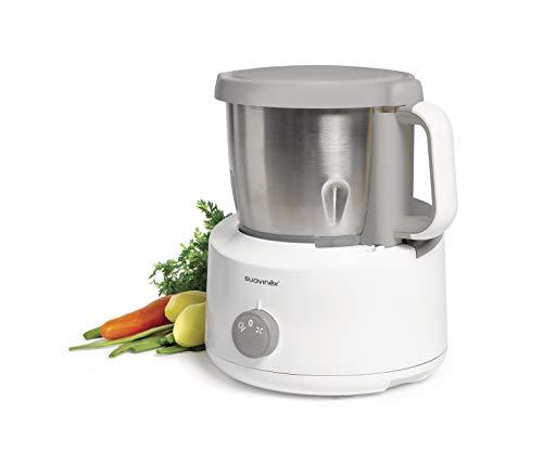 49% DESCUENTO Suavinex Robot de Cocina Bebé 5 en 1: Cocina, Tritura, Calienta, Descongela y Esteriliza. Super Rápido, Fácil de Usar y Limpiar. Jarra y Cuchillas de Acero Inoxidable, Metálico