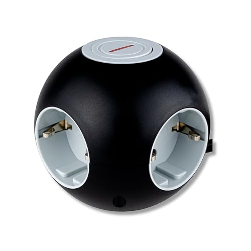 OFERTÓN SUPREMO 79% DESCUENTO Rev PowerGlobe   Enchufe de Pared (Redondo, con Interruptor, 1,4 m, 3500 W), Color Negro y Gris