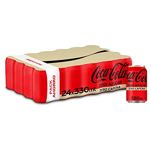 BUENA OFERTA 21% DESCUENTO Coca Cola Zero Azúcar Zero cafeína, Refresco de Cola sin Azúcar, sin Calorías, sin cafeína Pack 24 Latas 330 ml
