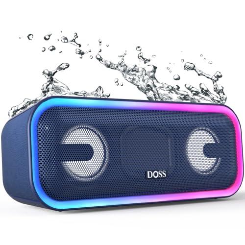 DESCUENTAZO 61% DESCUENTO DOSS SoundBox Pro + Altavoz Bluetooth Portátil 24 W, Sonido Estéreo,Potentes Graves,IPX6 Impermeable,15 Horas de Reproducción, Emparejamiento Estéreo Inalámbrico, Luz LED para Fiestas, Viajes Azul