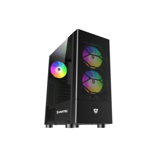 53% DESCUENTO Nfortec Caelum Caja PC Gaming ATX con Frontal mallado, 3 Ventiladores RGB, Cristal Templado, filtros Antipolvo, USB C – Color Negro