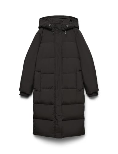 77% DESCUENTO VERO MODA Chaqueta Larga Acolchada Mujer Abrigo Invierno Parka con Capucha Acolchado cálido VMERICAHOLLY., Color:Negro 2, Talla:M