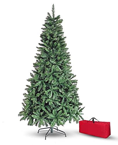 Brigros   Árbol de Navidad Artificial con Aguja de Pino Espeso, + Bolsa, Efecto Realista, Ramas de Gancho, fácil Montaje, PVC, Base metálica, ignífugo (120 cm, Verde)