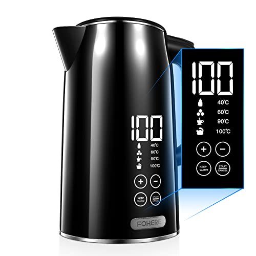 OFERTÓN SUPREMO 66% DESCUENTO Fohere Hervidor Eléctrico con termostato ajustable, 4 temperaturas preestablecidas para hervidor de té, hervidor de agua de acero inoxidable de 1,7L, función de mantenimiento caliente durante 4 horas