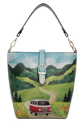 DOGO Femme Cuir Vegan Multicolore Fait Main et Mode Sac à Main   Blissful Journey Motif