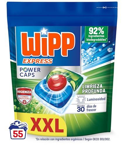 24% DESCUENTO Wipp Express Power Caps Higiene y Antiolores Detergente en Cápsulas para Lavadora, 55 dosis, Limpieza Profunda, Eficaz en agua fría, versión antigua