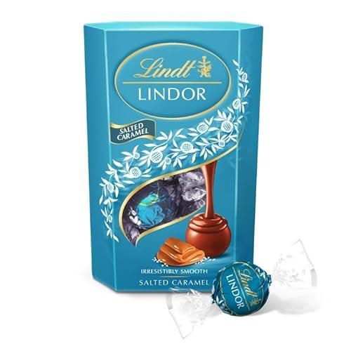 Lindt bombones LINDOR CORNET de Caramelos Salado, delicioso bombón con interior de caramelo salado cremoso, 200g, aproximadamente 16 bombones