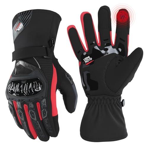 OFERTÓN SUPREMO 71% DESCUENTO KEMIMOTO Guantes Moto Invierno, Impermeable de Manera Eficiente Guantes Moto Hombre Homologados Protección Multicapa Conserva Calor Pantalla Táctil, Deportes al Aire Libre Esquí Motociclismo