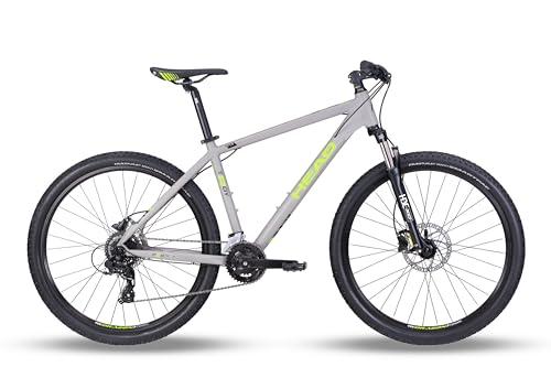HEAD Unisex – Bicicleta de montaña Troy 2.0 para Adulto, Color Gris Claro Mate/Verde, 46