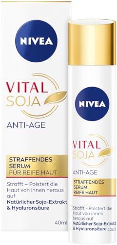 NIVEA Sérum reafirmante antiedad Vital Soja, suero hidratante intenso para pieles maduras con extracto de soja natural, cuidado facial reafirmante con ácido hialurónico (40 ml)