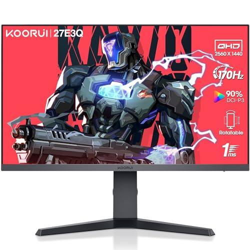 DESCUENTAZO 56% DESCUENTO KOORUI Monitor Gaming 27 Pulgadas 170Hz, Pantallas Ordenador QHD (2560 * 1440), IPS, 1ms, HDR 400, Adpitive Sync, 2xHDMI(144Hz), DisplayPort(170Hz), VESA, Altura Ajustable