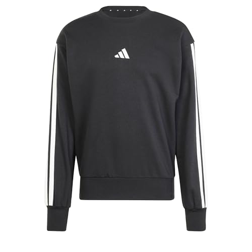 57% DESCUENTO adidas Uomo Essential Three Stripes French Terry Sweatshirt, Black/White, M