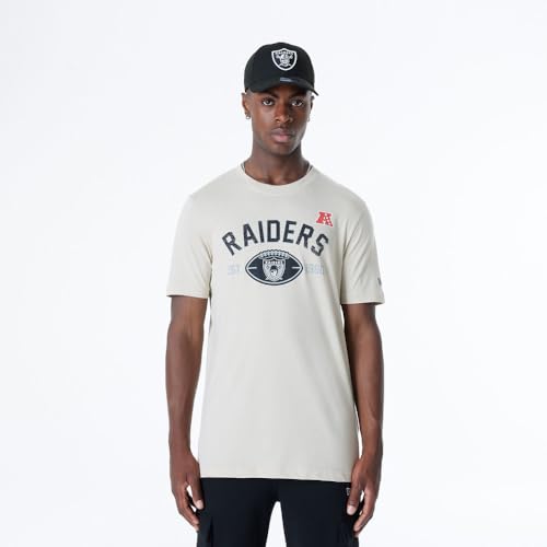 OAKLAND RAIDERS New Era Cap NFL   Camiseta Regular con Estampado de Equipo Desgastado, diseño gráfico de Piedra, Unisex