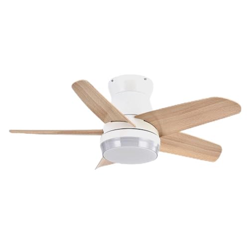 Ventilador DC Neutron 24W de 2400 lm, en un diseño blanco y haya. 5 aspas de 91 cm. Luz regulable en 3000K, 4500K y 6000K. Incluye control remoto, temporizador y memoria.