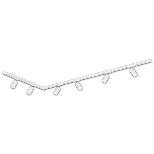 BRILONER   Juego completo de raíles electrificados, 6x focos GU10 orientables, forma de L, sistema de raíles en el techo, raíl para proyectores, proyector, 2,25m, blanco