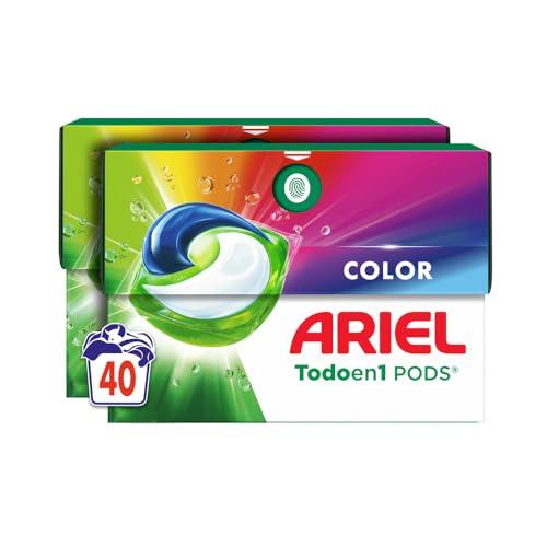 41% DESCUENTO ARIEL PODS Todo en 1 Detergente Lavadora Liquido 40 Capsulas/Pastillas, Jabon Extra Cuidado del Color, Mas Color y Brillo, Limpieza Profunda